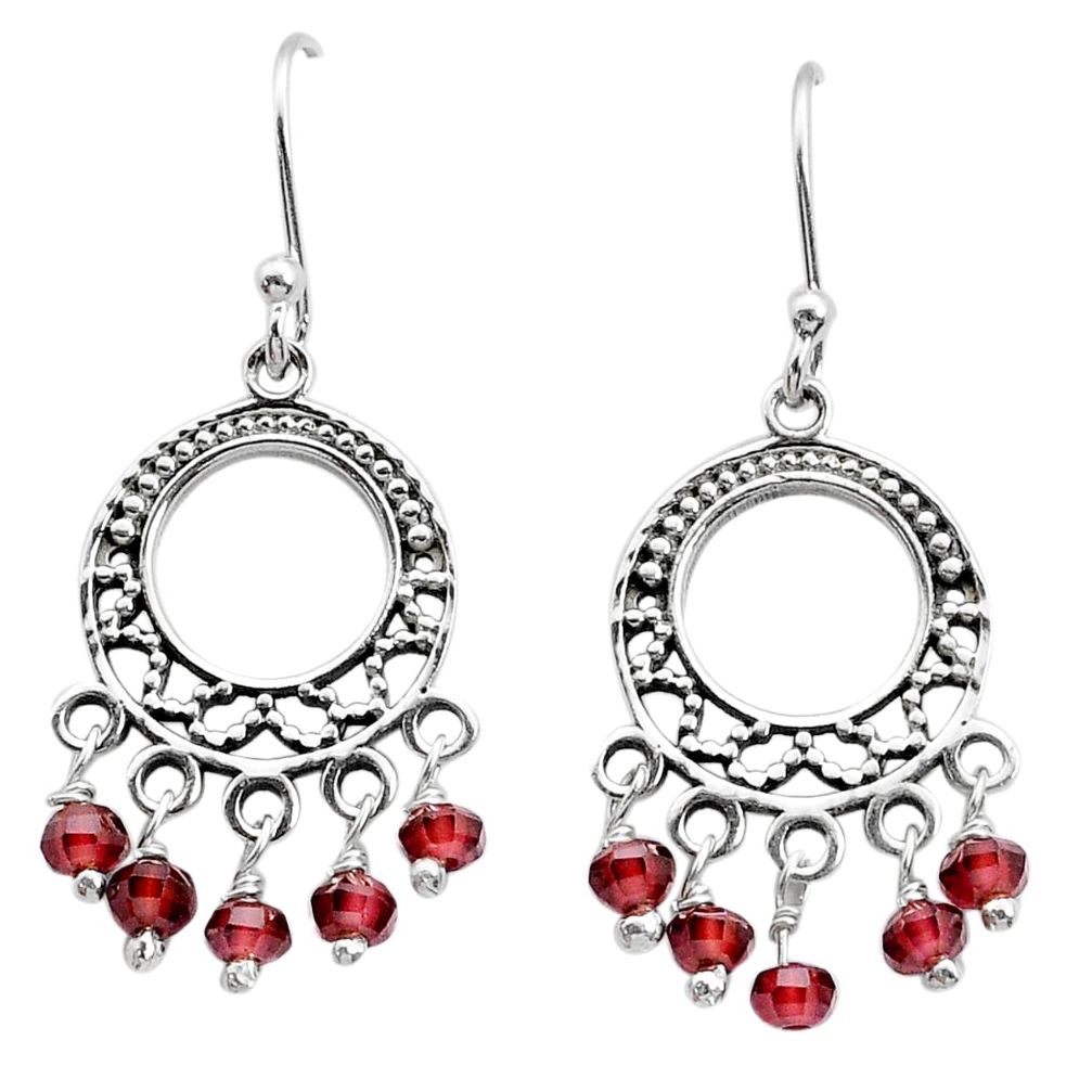 925 sterling silver 3.32cts natural red garnet chandelier earrings u71454