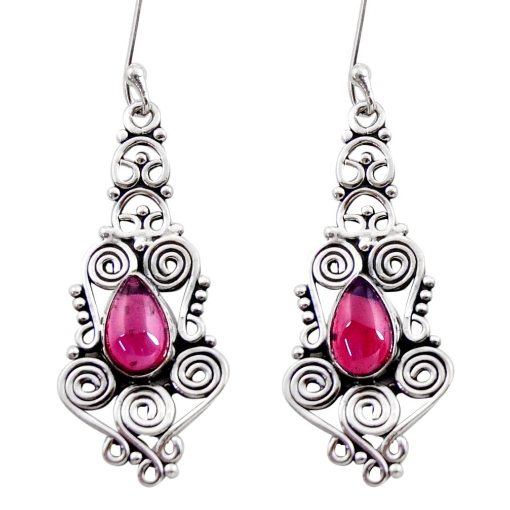 925 sterling silver 4.82cts natural red garnet dangle earrings jewelry d41158