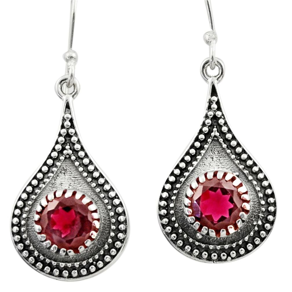 925 sterling silver 4.21cts natural red garnet dangle earrings jewelry d46844