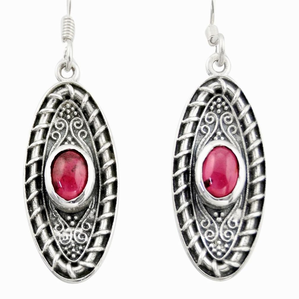 925 sterling silver 3.39cts natural red garnet dangle earrings jewelry d47151