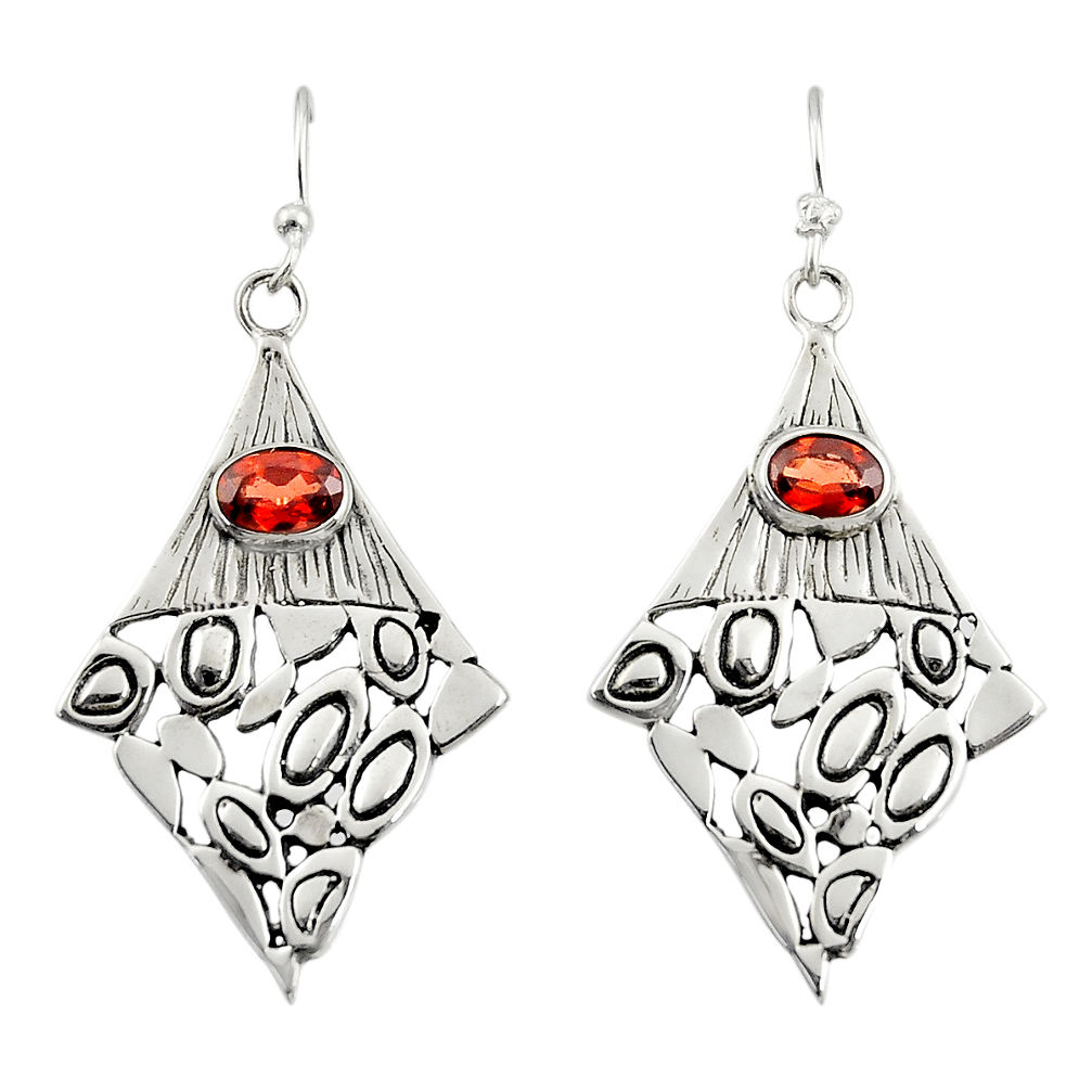 925 sterling silver 3.10cts natural red garnet dangle earrings jewelry d47165