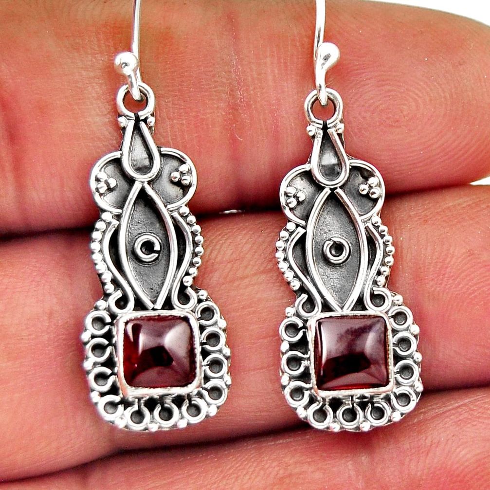 925 sterling silver 2.00cts natural red garnet dangle earrings jewelry n28804