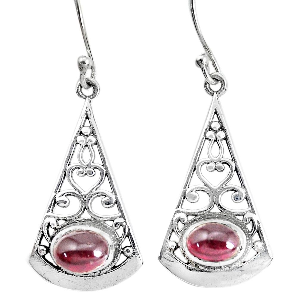 925 sterling silver 4.21cts natural red garnet dangle earrings jewelry p34493