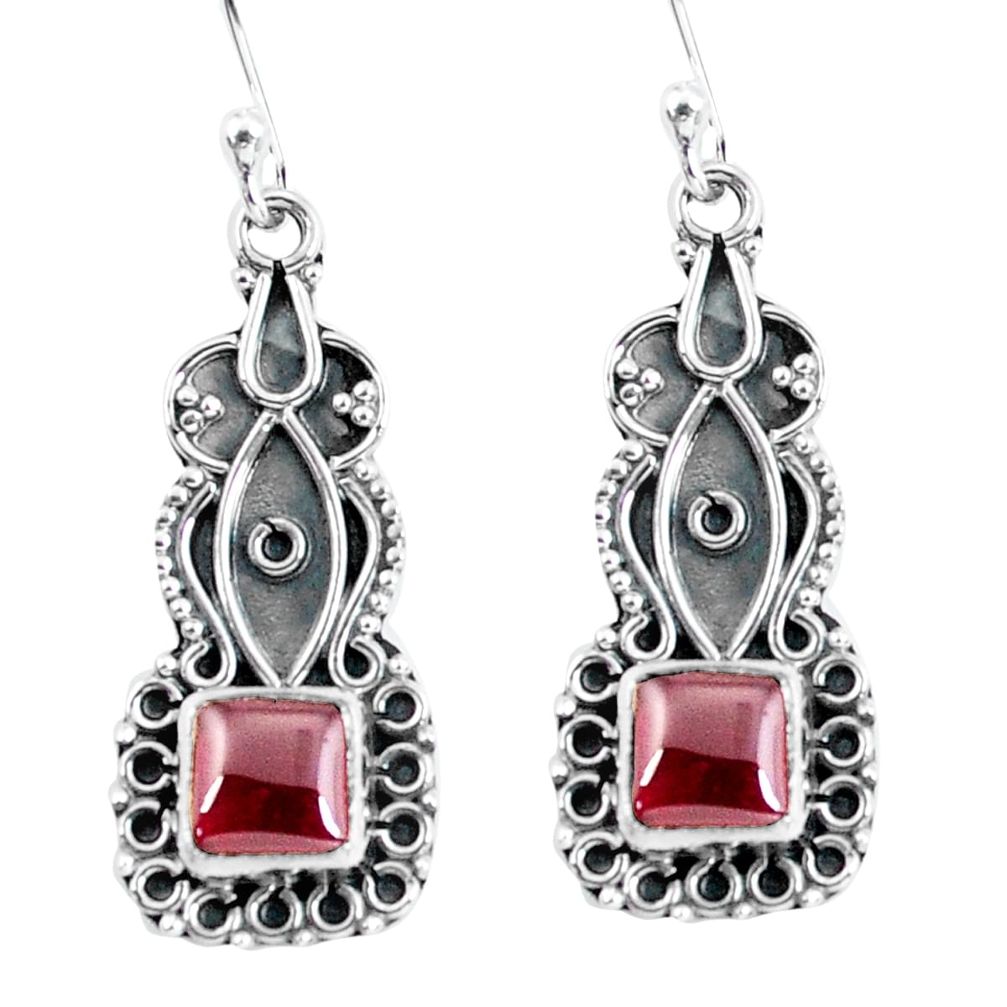925 sterling silver 4.67cts natural red garnet dangle earrings jewelry p59984