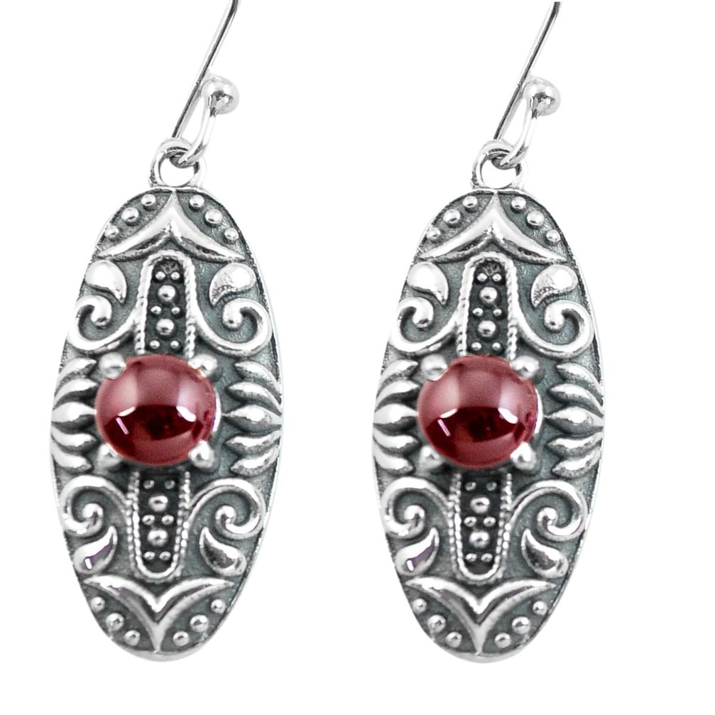 925 sterling silver 2.50cts natural red garnet dangle earrings jewelry p64944