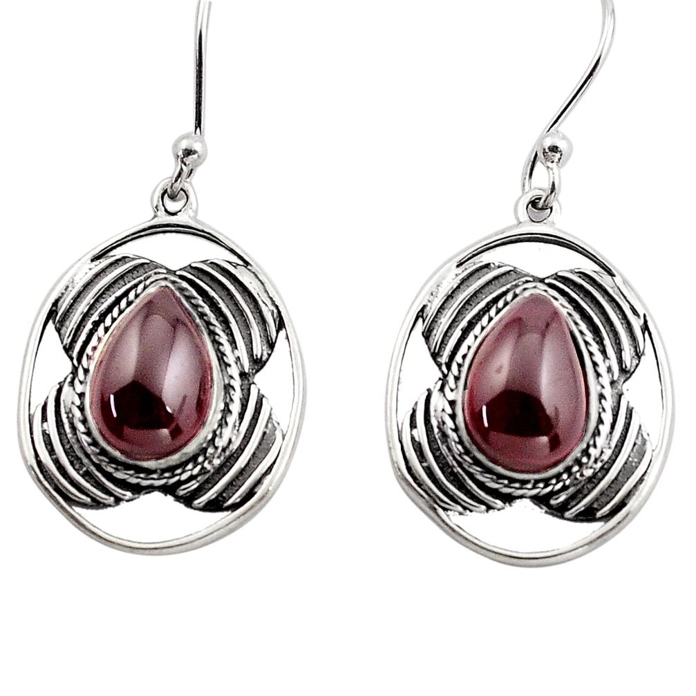 925 sterling silver 6.26cts natural red garnet dangle earrings jewelry p88444