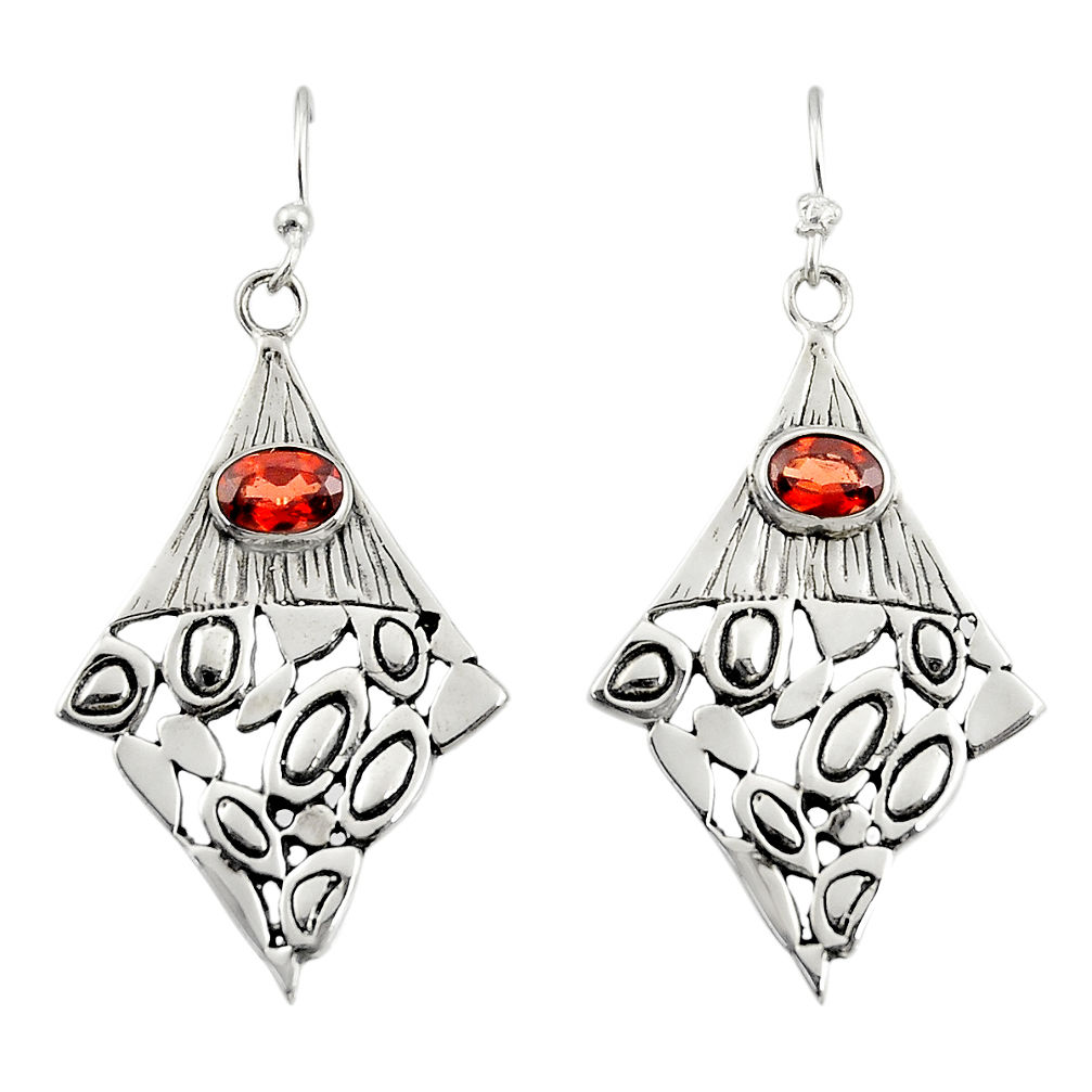 925 sterling silver 3.10cts natural red garnet dangle earrings jewelry r32976