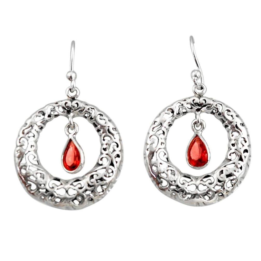 925 sterling silver 2.25cts natural red garnet dangle earrings jewelry r33038