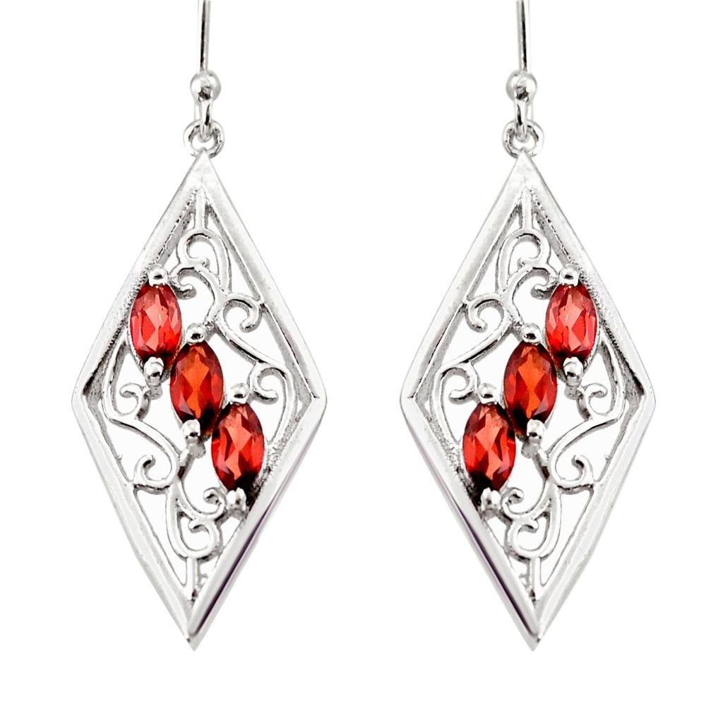925 sterling silver 6.03cts natural red garnet dangle earrings jewelry r36695