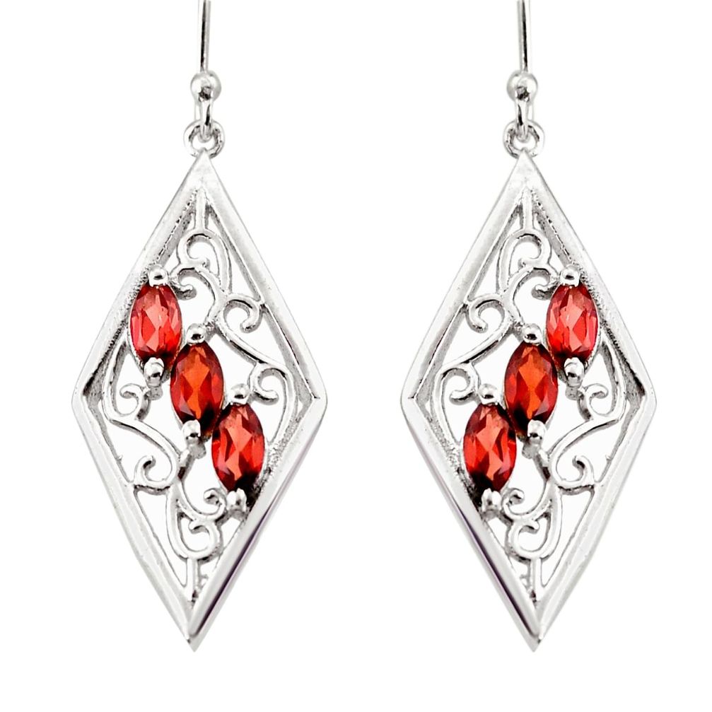 925 sterling silver 5.96cts natural red garnet dangle earrings jewelry r36698