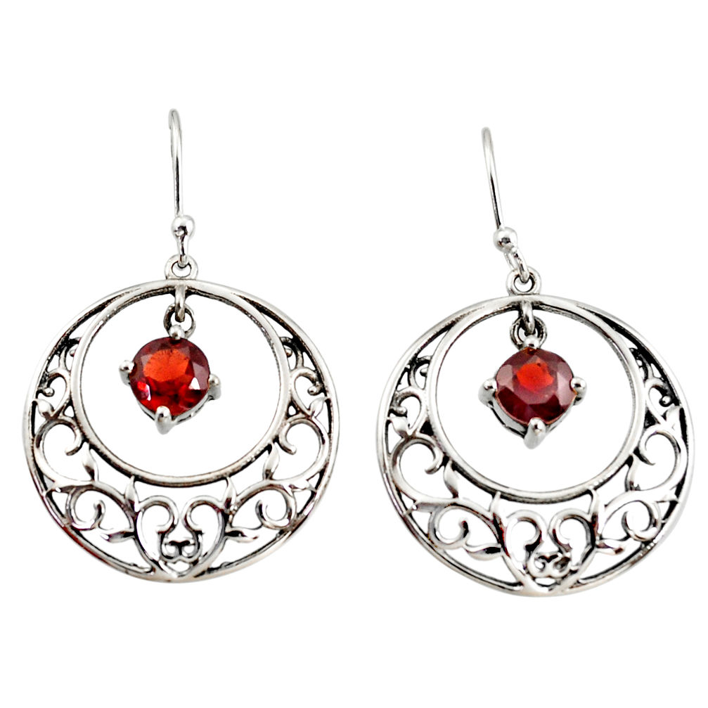925 sterling silver 2.52cts natural red garnet dangle earrings jewelry r36814