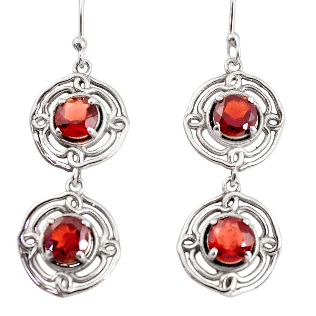 925 sterling silver 5.62cts natural red garnet dangle earrings jewelry r36852