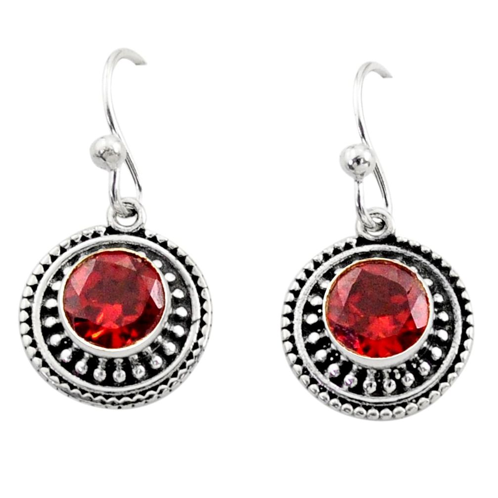 925 sterling silver 2.44cts natural red garnet dangle earrings jewelry t76349