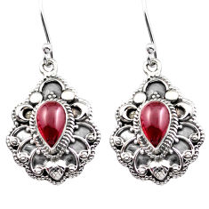 925 sterling silver 4.26cts natural red garnet dangle earrings jewelry u10403