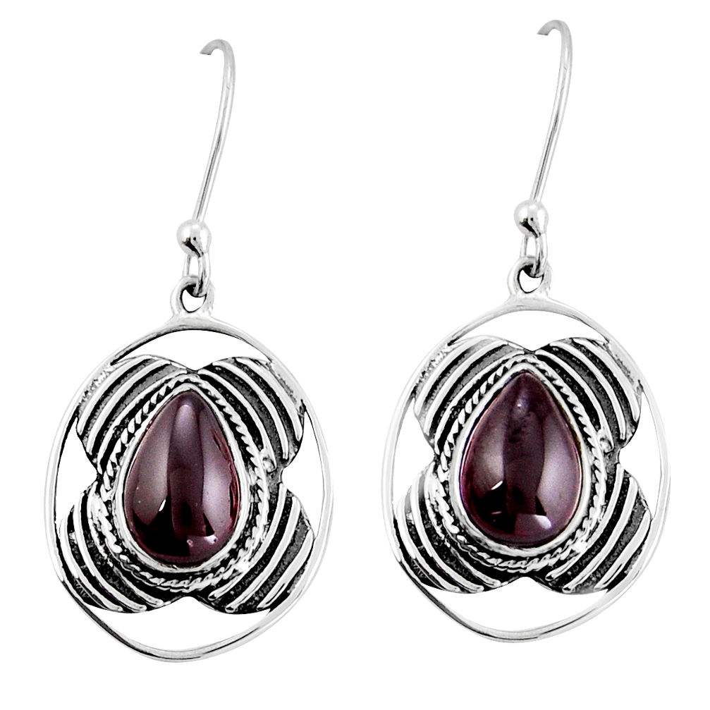 925 sterling silver 5.05cts natural red garnet dangle earrings jewelry y25035