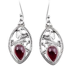 925 sterling silver 3.91cts natural red garnet dangle earrings jewelry y43897