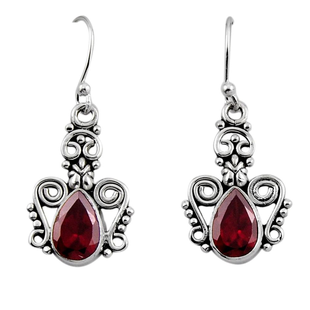 925 sterling silver 4.02cts natural red garnet dangle earrings jewelry y44952