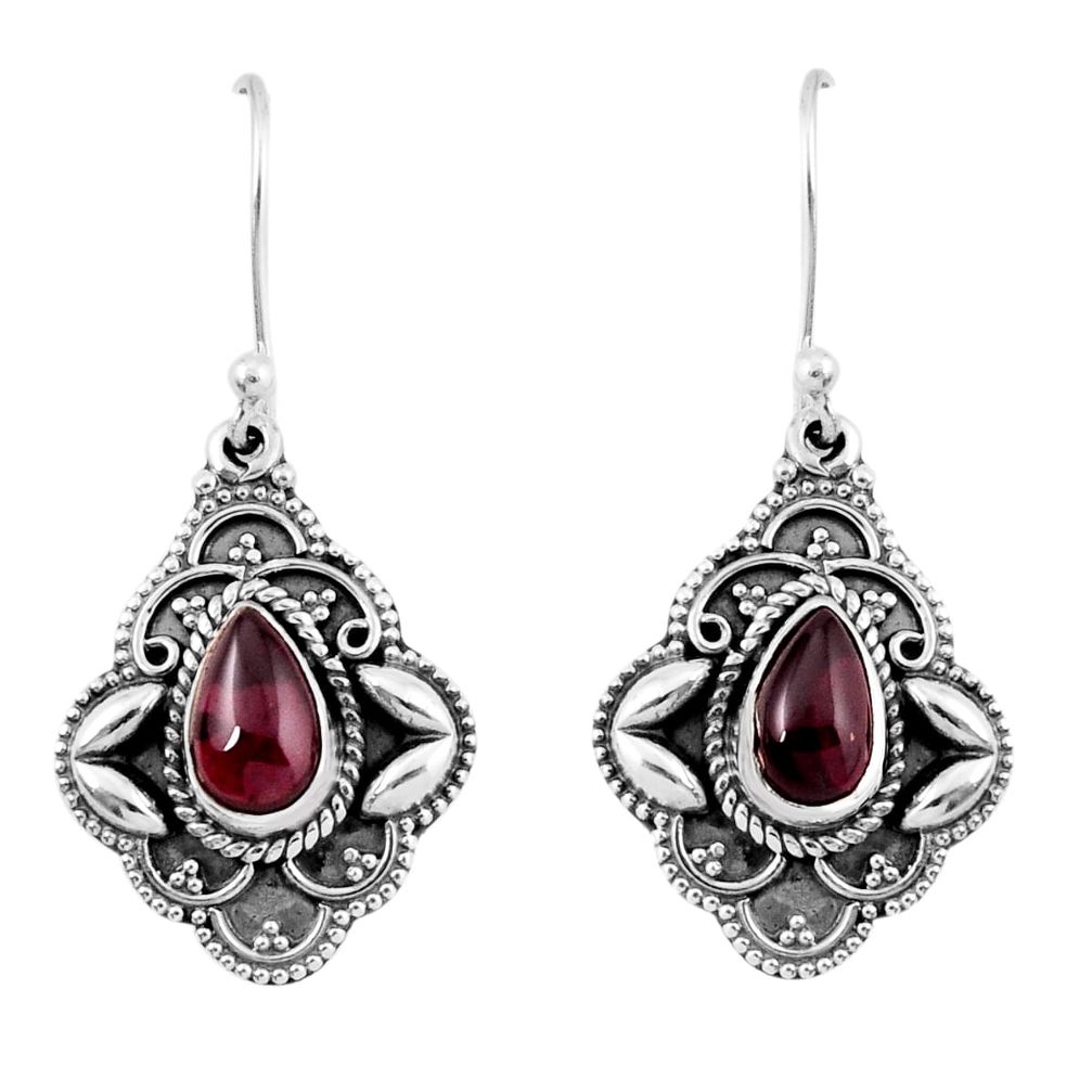 925 sterling silver 4.52cts natural red garnet dangle earrings jewelry y45217