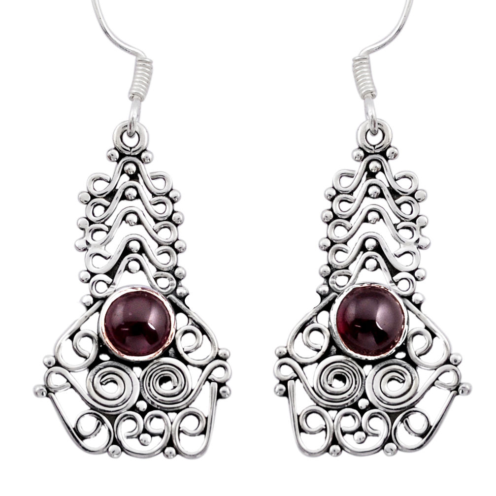 925 sterling silver 2.26cts natural red garnet round earrings jewelry y36652