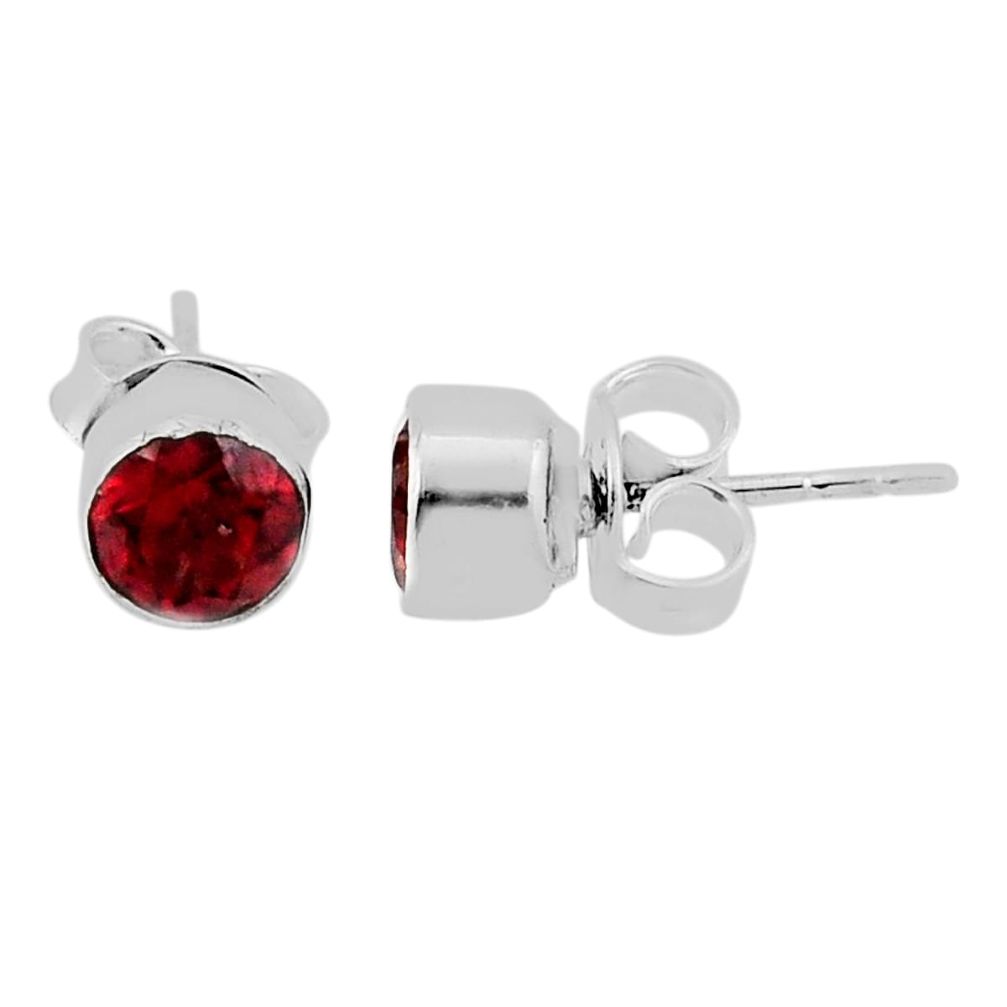 925 sterling silver 2.01cts natural red garnet stud earrings jewelry n37471