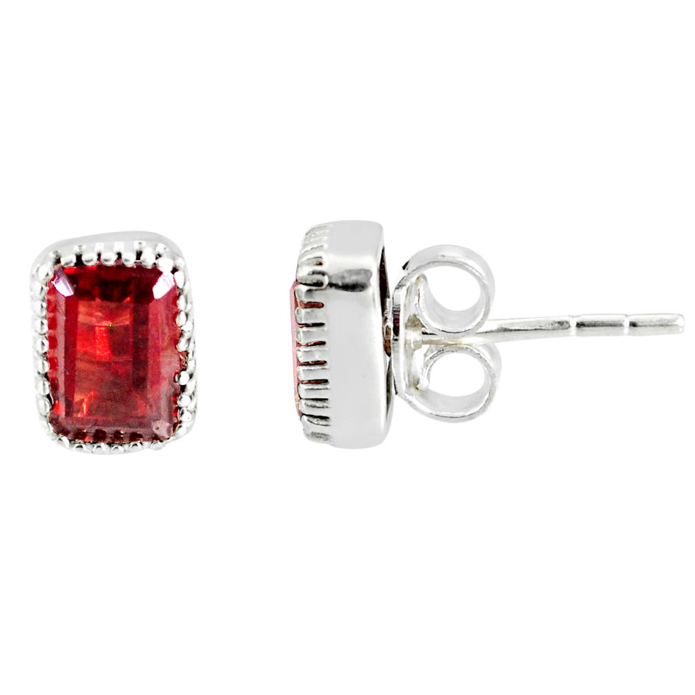 925 sterling silver 3.18cts natural red garnet stud earrings jewelry r77092