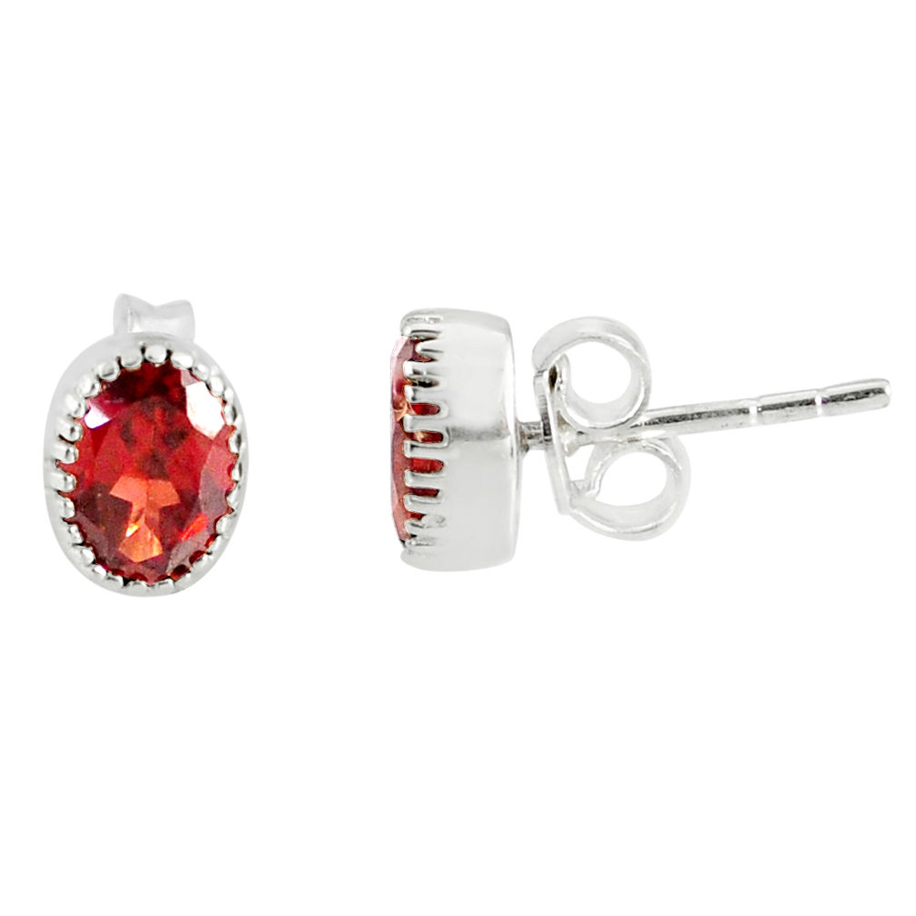 925 sterling silver 3.09cts natural red garnet stud earrings jewelry r77144