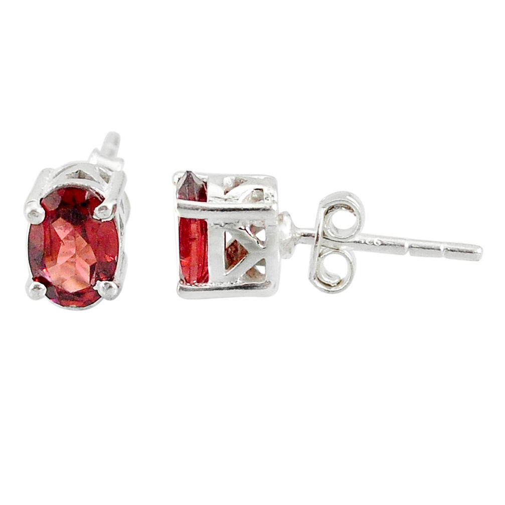 925 sterling silver 3.44cts natural red garnet stud earrings jewelry r87451