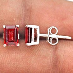 925 sterling silver 3.05cts natural red garnet stud earrings jewelry t85203