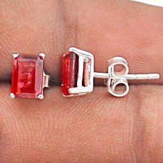 925 sterling silver 3.01cts natural red garnet stud earrings jewelry t85206