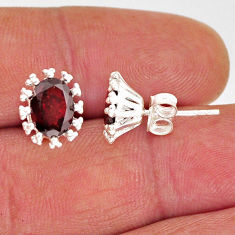925 sterling silver 4.22cts natural red garnet stud earrings jewelry y73845
