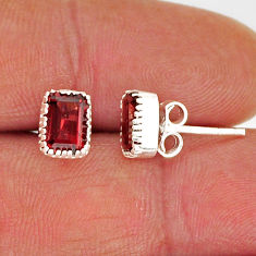 925 sterling silver 3.11cts natural red garnet stud earrings jewelry y73855
