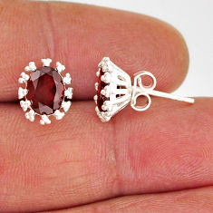 925 sterling silver 4.22cts natural red garnet stud earrings jewelry y73858