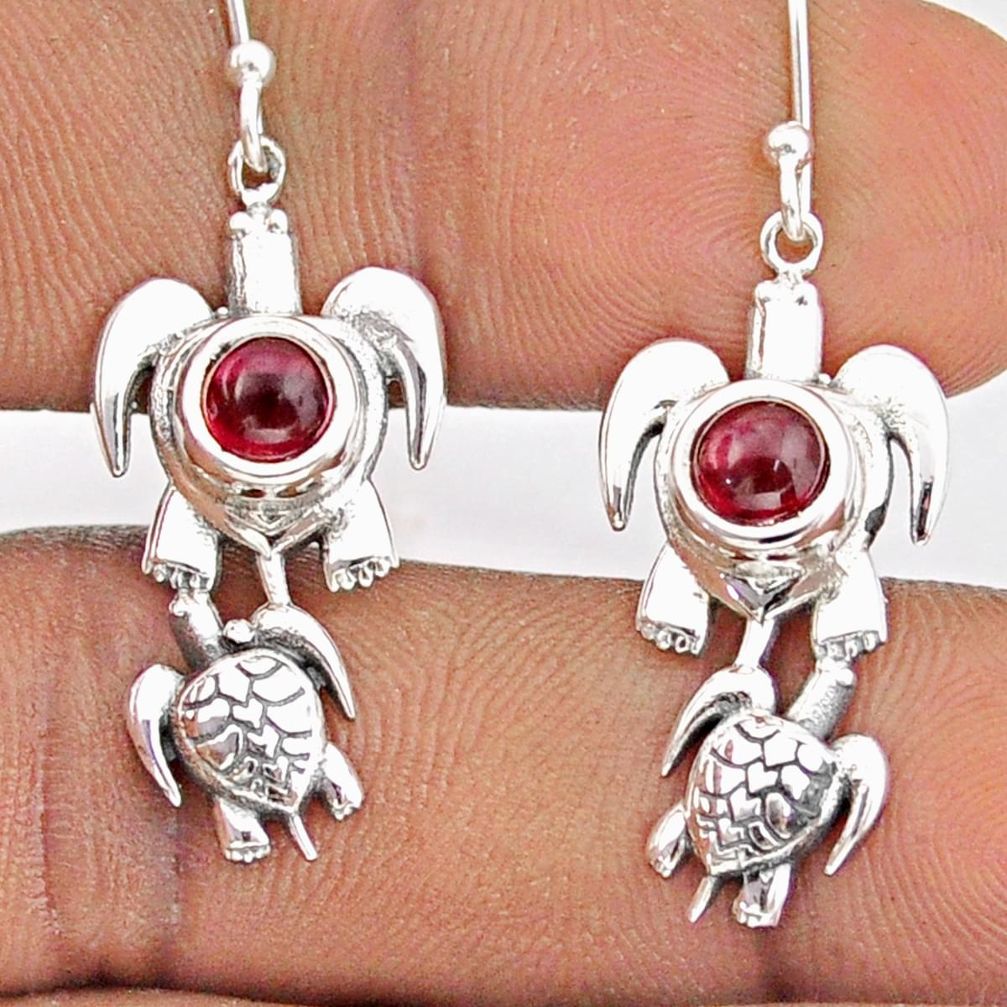 925 sterling silver 1.92cts natural red garnet tortoise earrings jewelry t95800