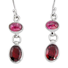 925 sterling silver 4.85cts natural red garnet tourmaline dangle earrings y72663