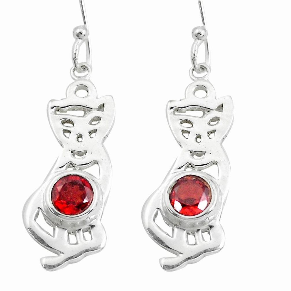 925 sterling silver 2.36cts natural red garnet two cats earrings jewelry p60751