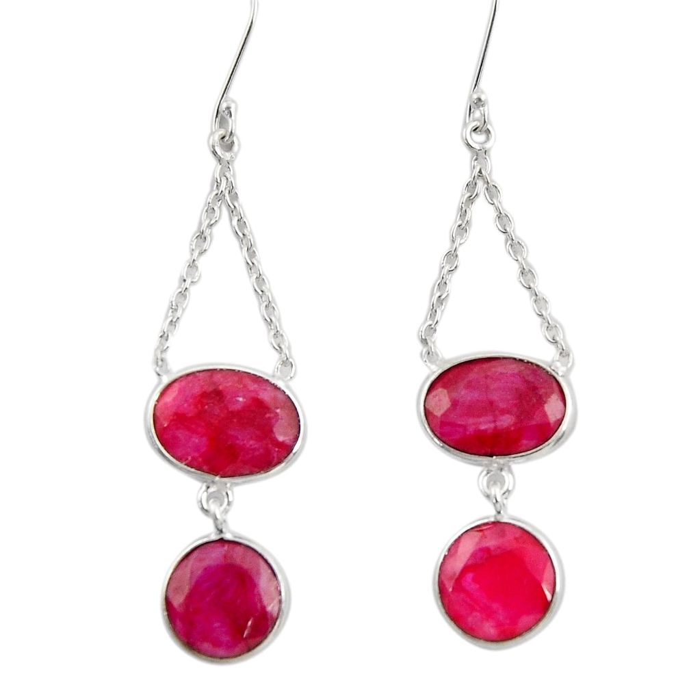 925 sterling silver 20.94cts natural red ruby chandelier earrings jewelry d39824