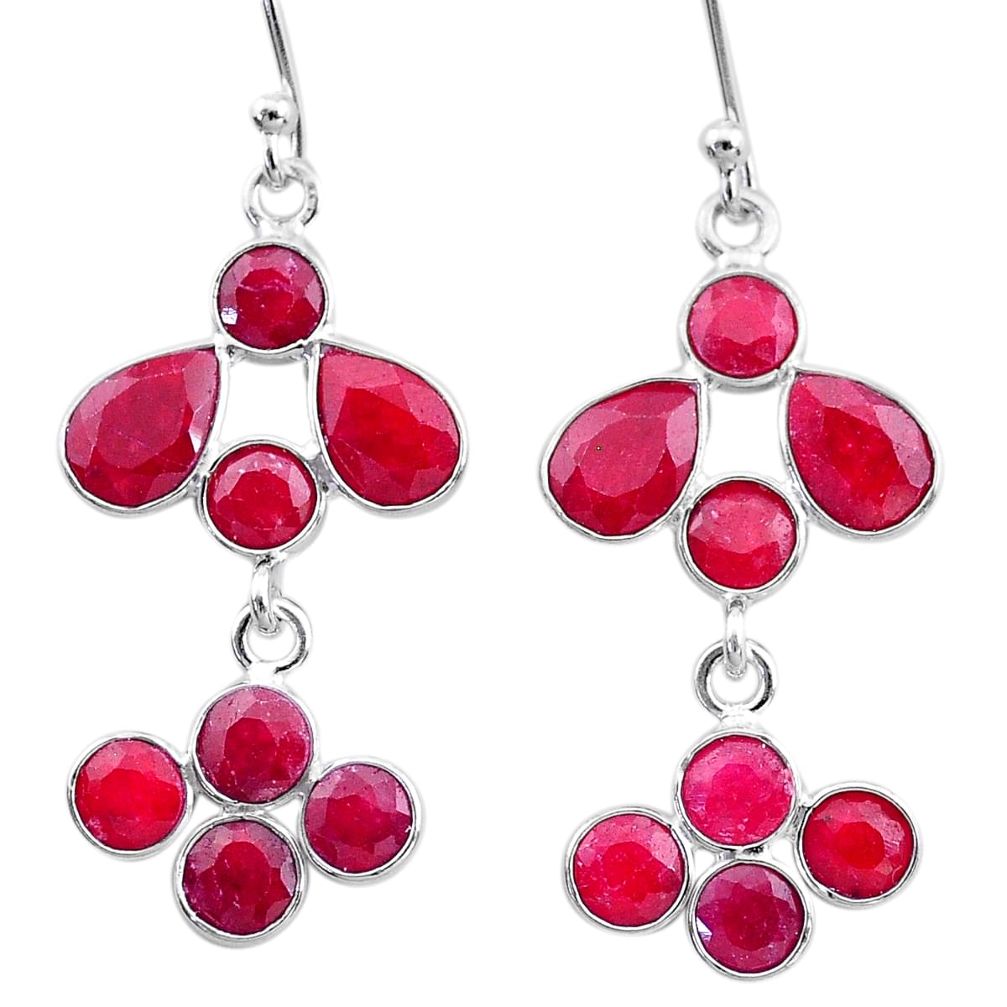 925 sterling silver 9.22cts natural red ruby chandelier earrings jewelry t12426