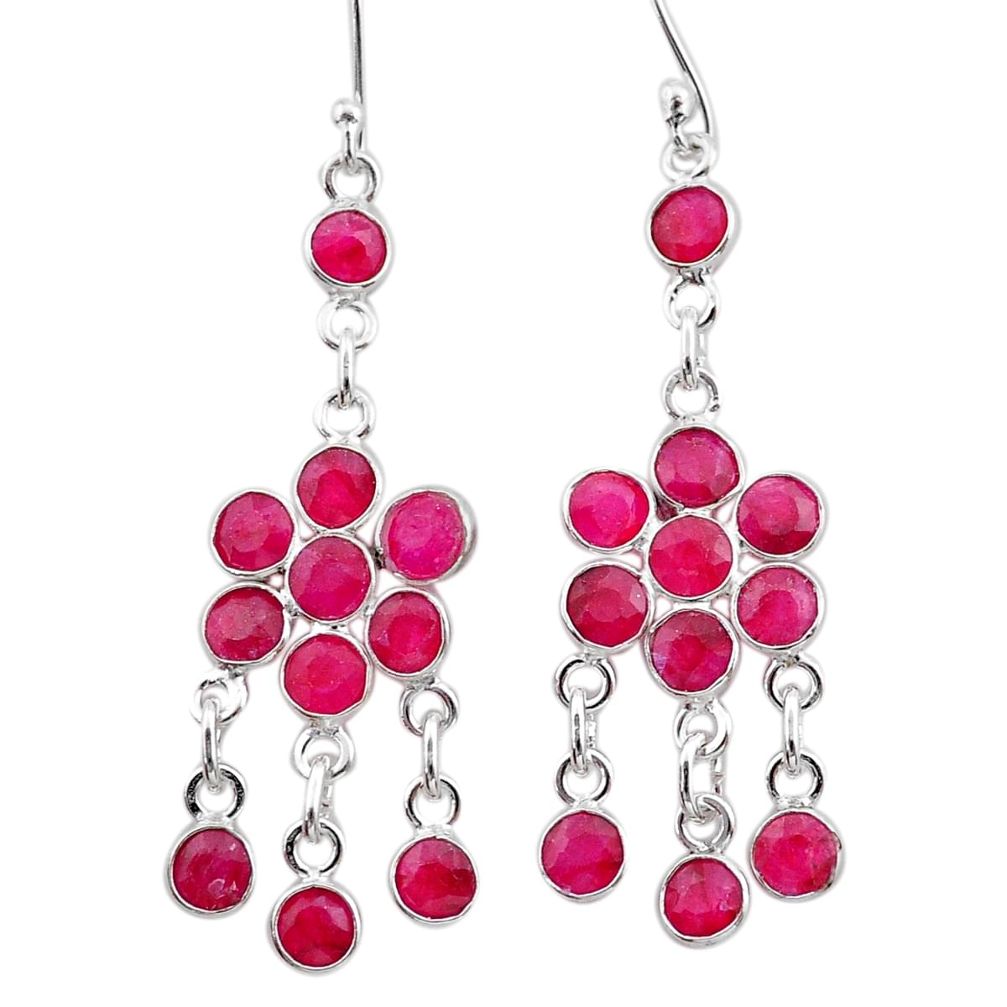 925 sterling silver 11.53cts natural red ruby chandelier earrings jewelry t38874