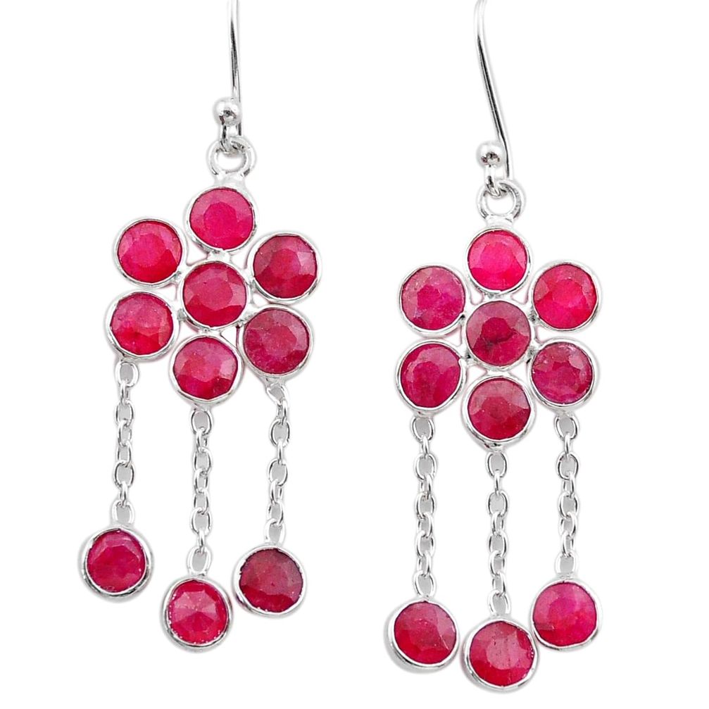 925 sterling silver 8.70cts natural red ruby chandelier earrings jewelry t38916