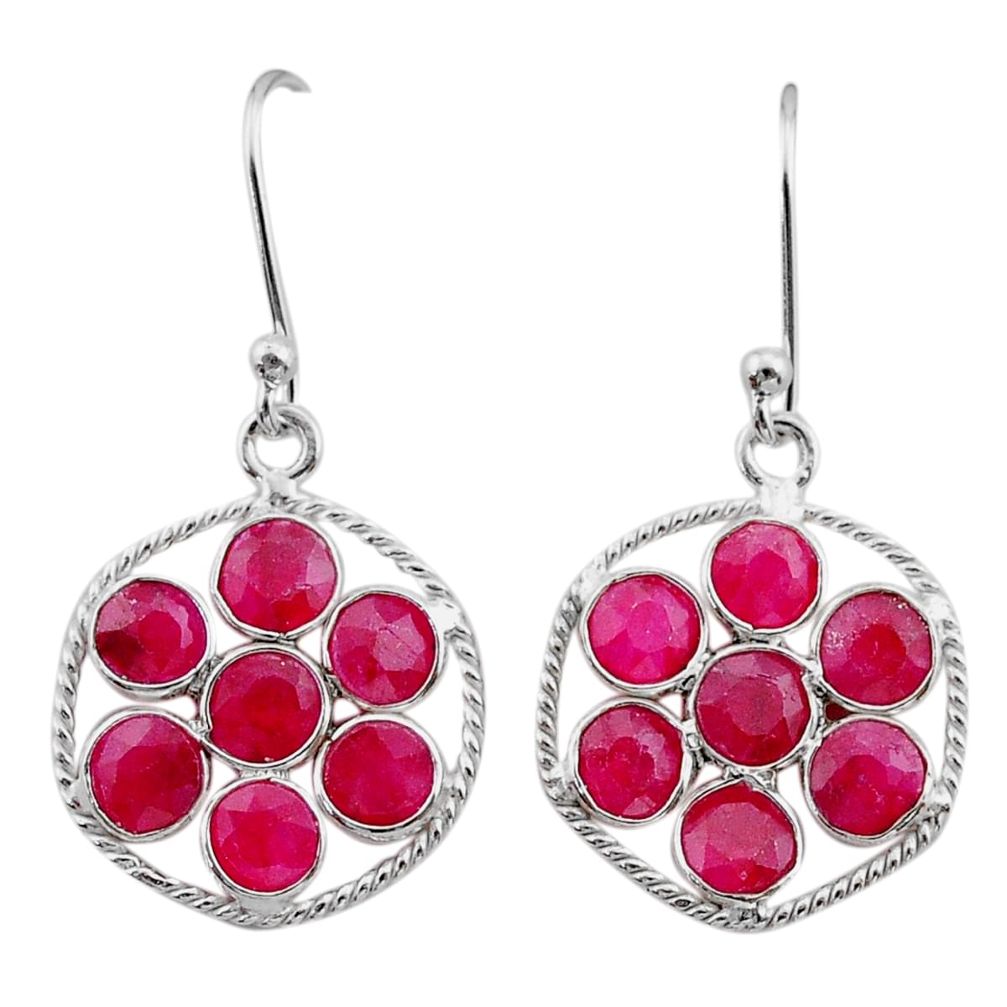 925 sterling silver 7.18cts natural red ruby chandelier earrings jewelry t38919