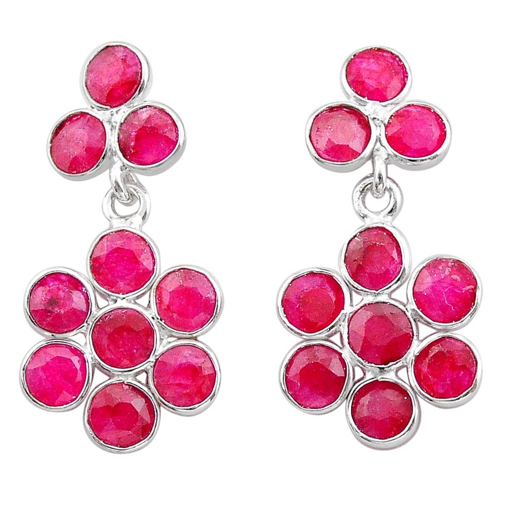 925 sterling silver 7.55cts natural red ruby chandelier earrings jewelry t38931