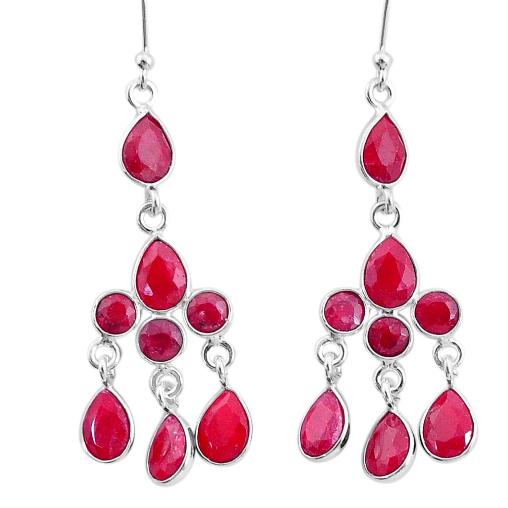 925 sterling silver 12.10cts natural red ruby chandelier earrings jewelry t4676