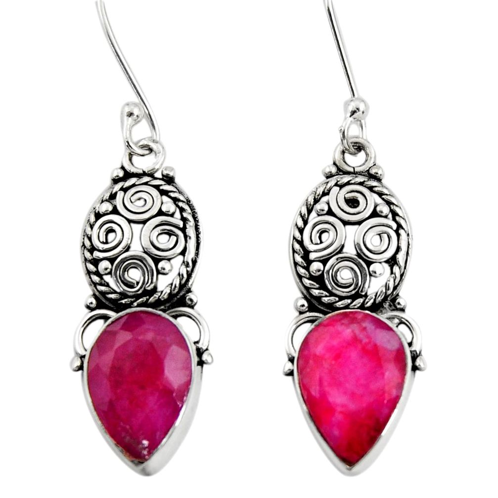 ver 7.97cts natural red ruby dangle earrings jewelry d40484