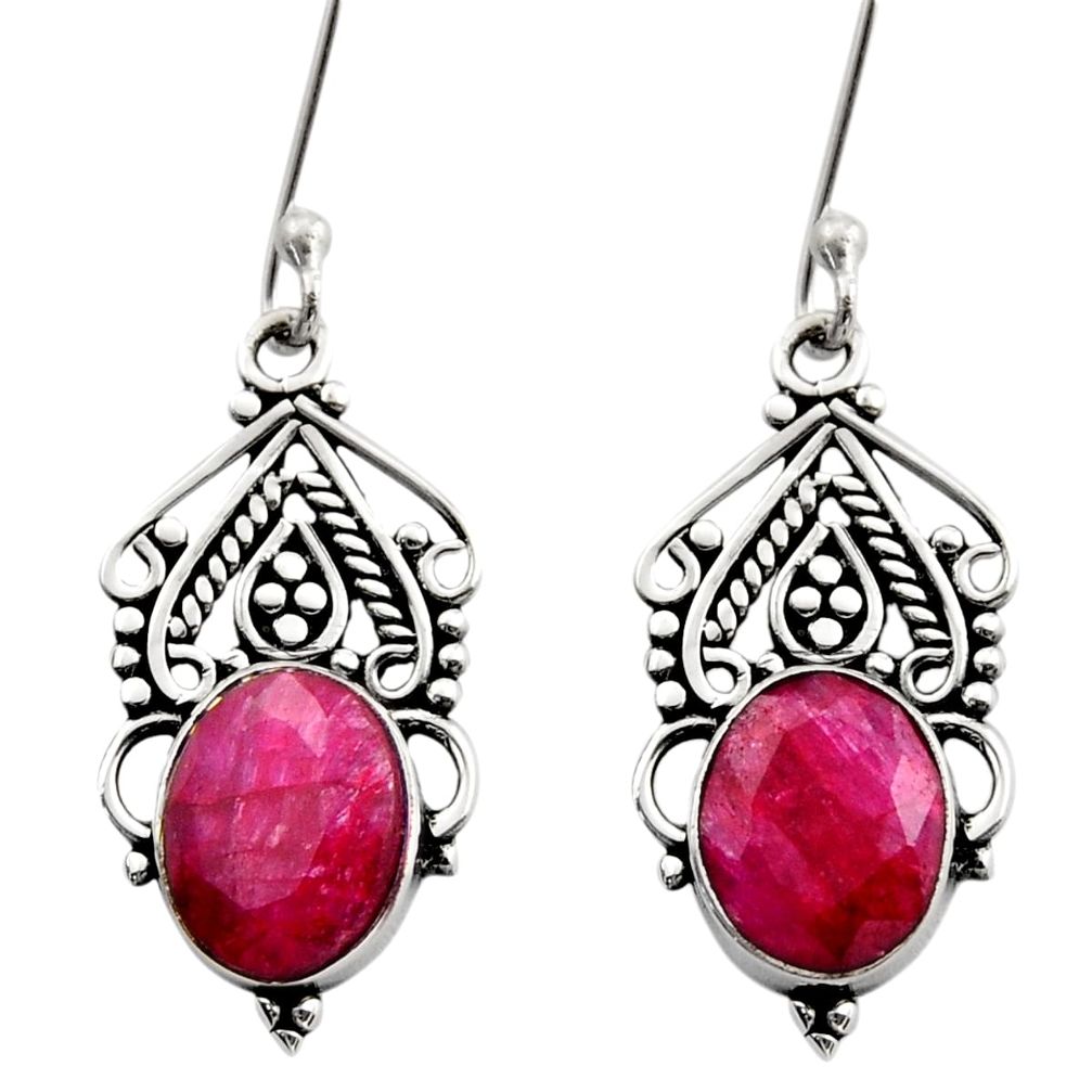 ver 8.91cts natural red ruby dangle earrings jewelry d40704