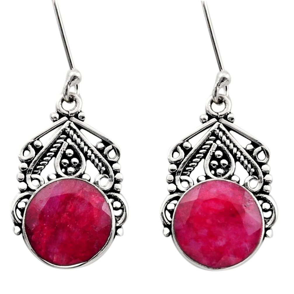 925 sterling silver 9.96cts natural red ruby dangle earrings jewelry d40711
