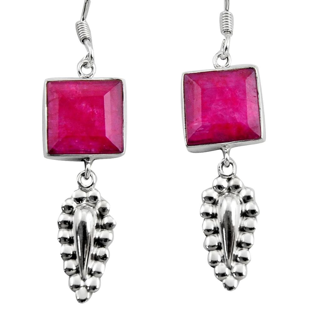 925 sterling silver 16.83cts natural red ruby dangle earrings jewelry d45754