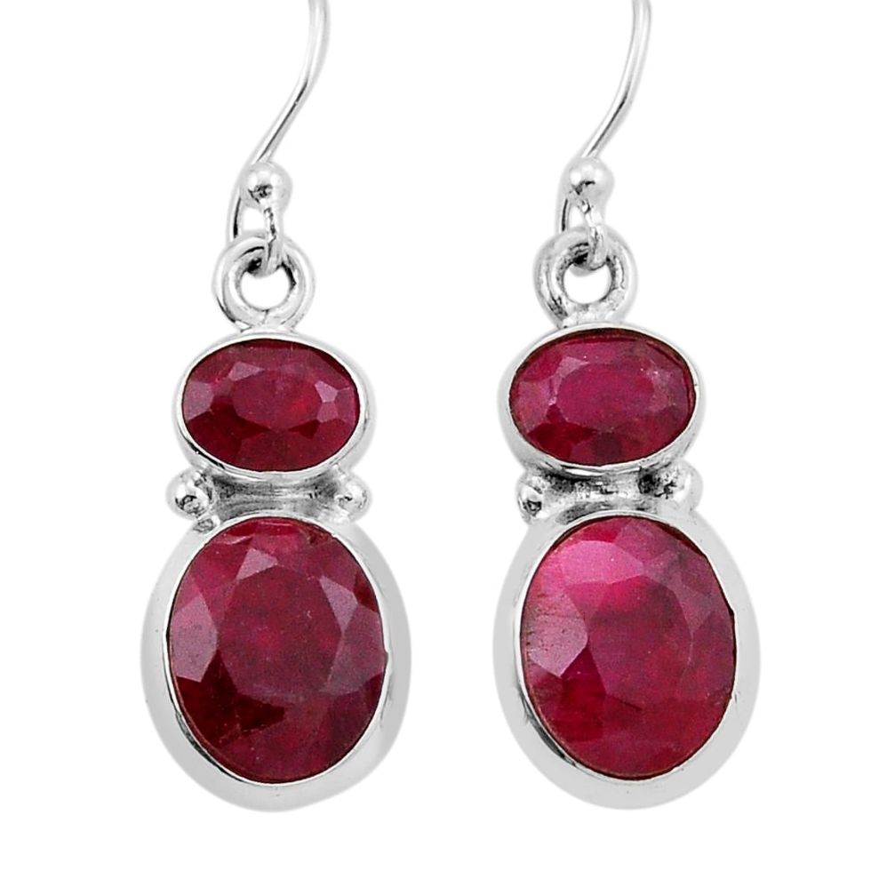 925 sterling silver 10.23cts natural red ruby dangle earrings jewelry n42723