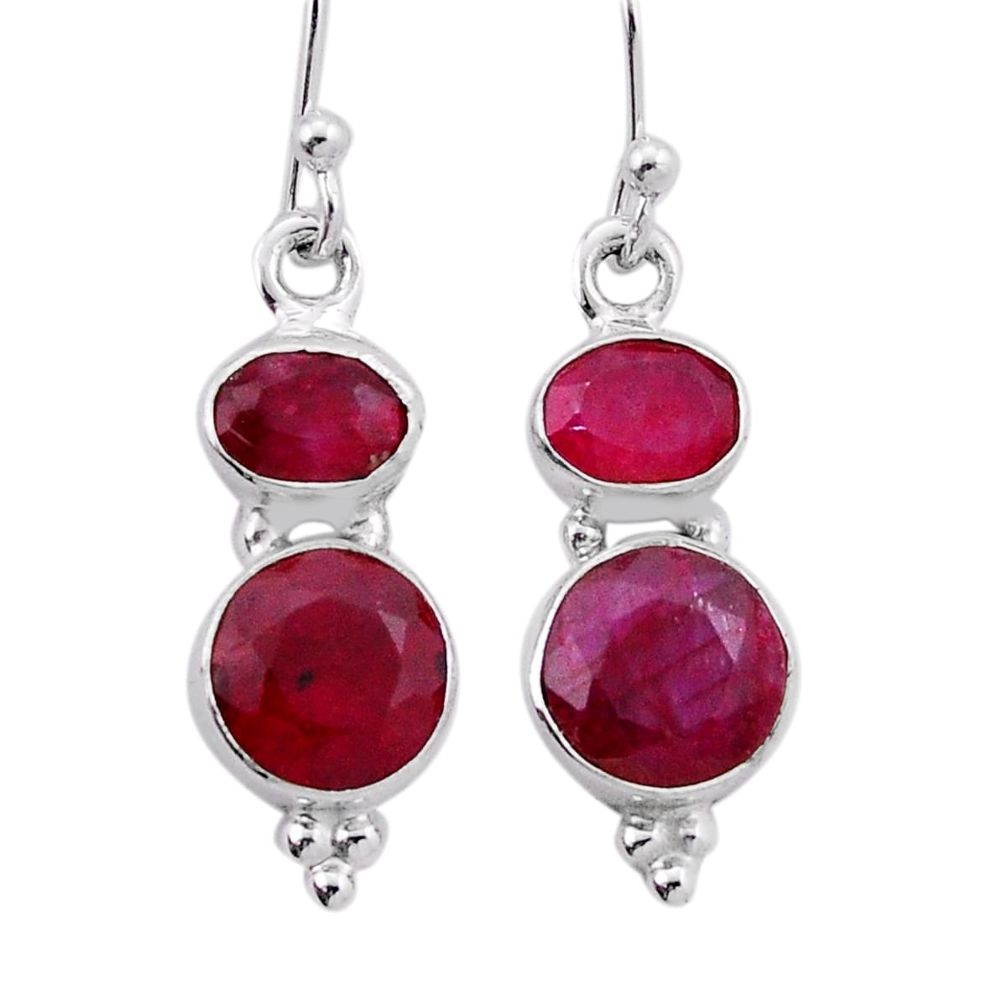 925 sterling silver 8.07cts natural red ruby dangle earrings jewelry n42724