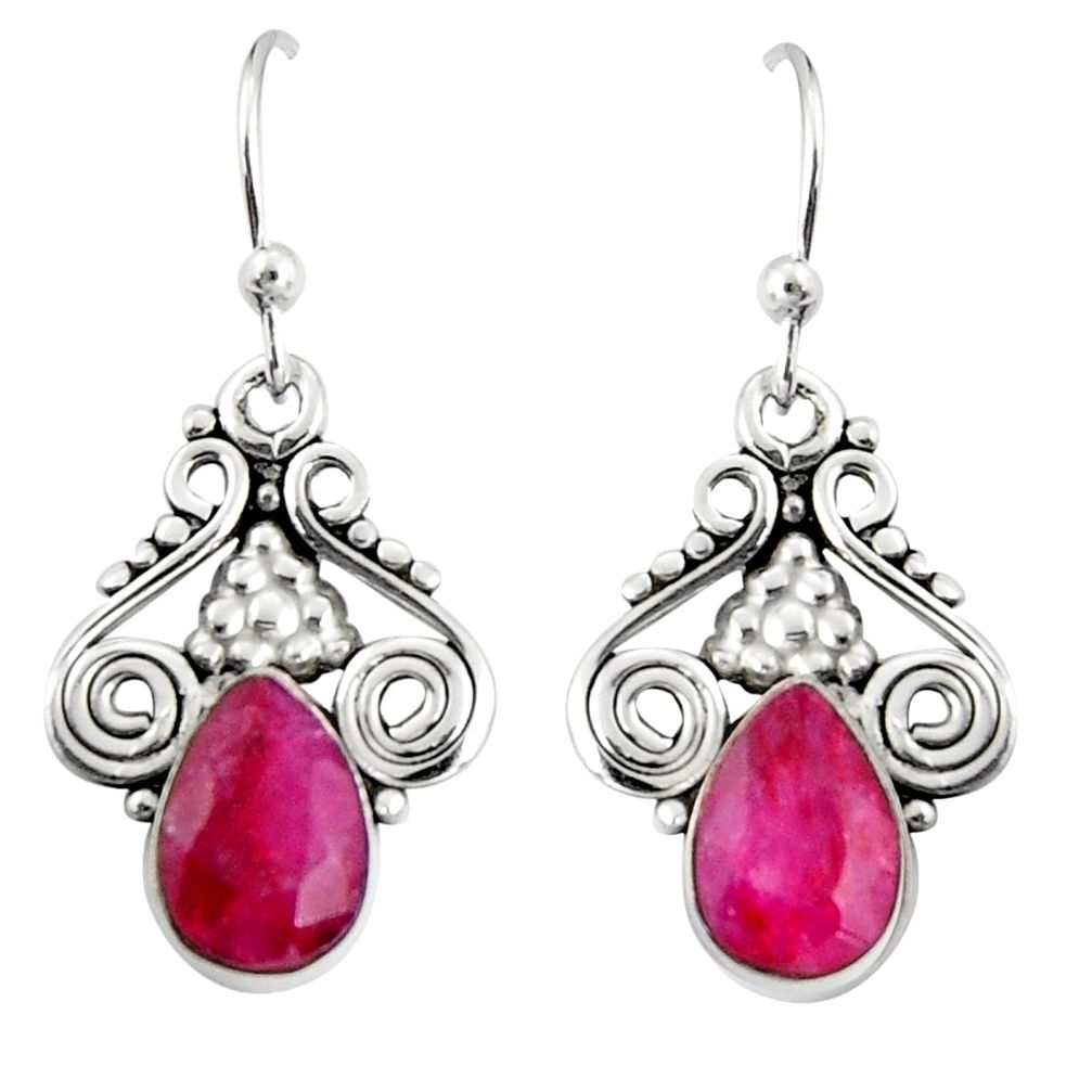 925 sterling silver 4.23cts natural red ruby dangle earrings jewelry r19911