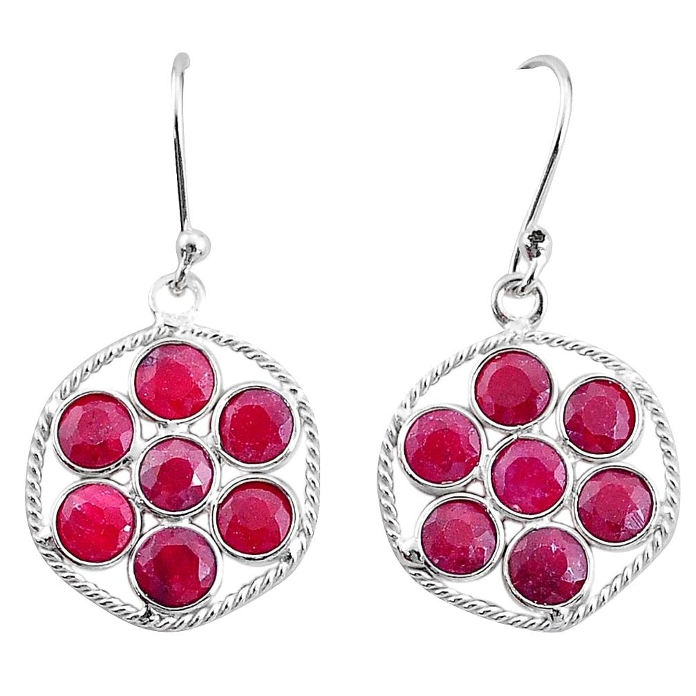 925 sterling silver 7.45cts natural red ruby dangle earrings jewelry t12487